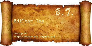 Bátor Tea névjegykártya